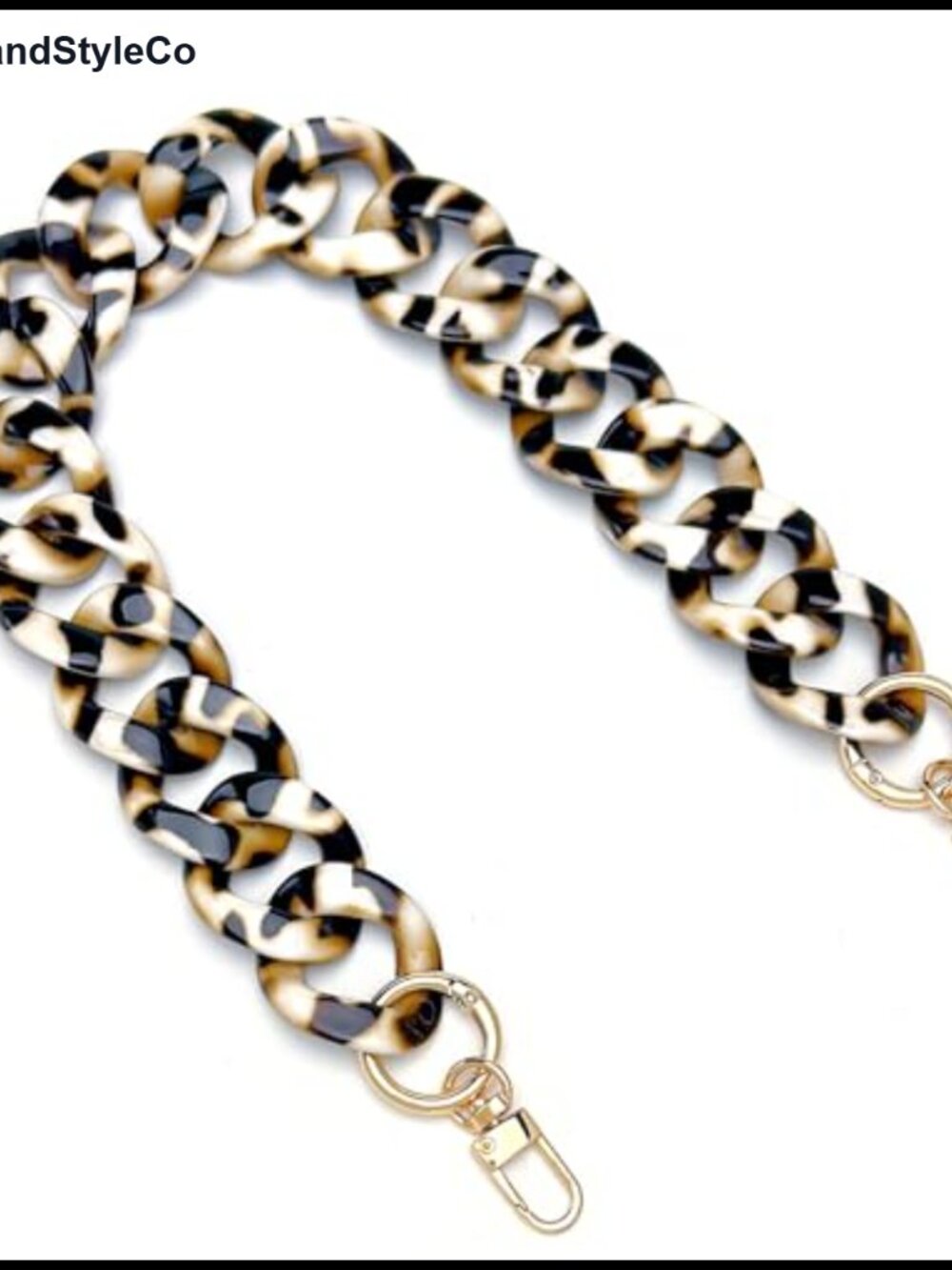 Tortoise Shell Acrylic Chain Strap with Gold-Tone Clasps for Bag Handbag